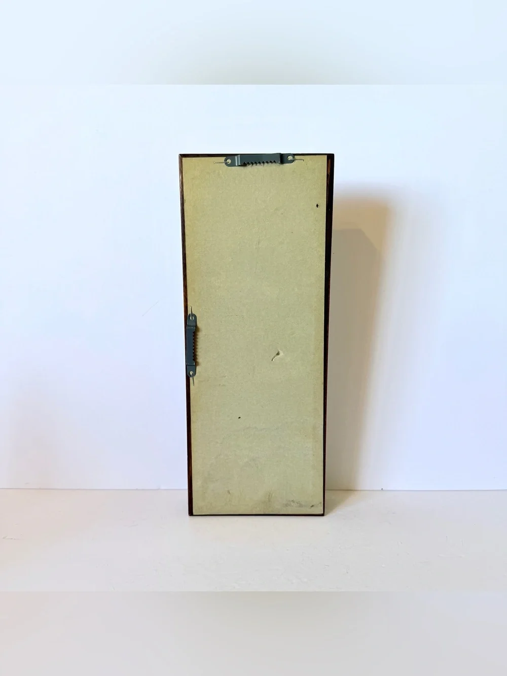 Vintage Dark Brown Wood Framed Wall Mirror Rectangular Accent Mirror 13.25 x 5.2